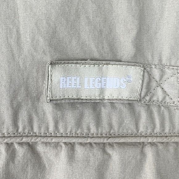 Reel Legions Performance Vented Fishing Shirt Men M Tan Pockets Short Sleeves - Picture 5 of 13